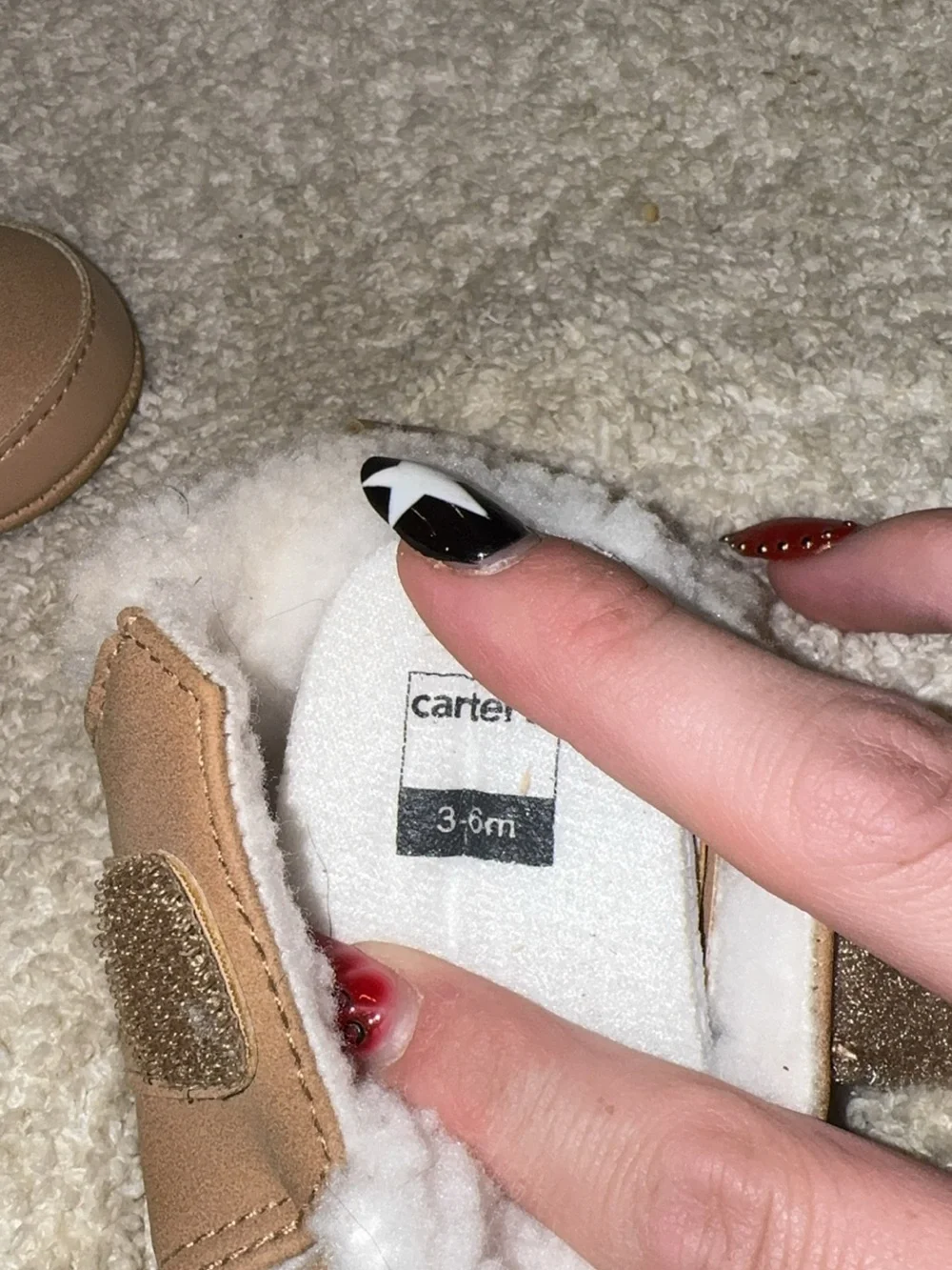 Carter's Tan Faux-Shearling Hook-and-Loop Baby Shoes